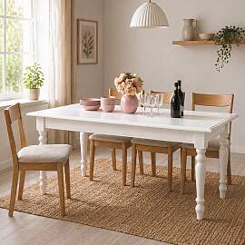 Tisch mit gedrechselten Beinen - weißer