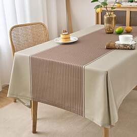 Tischdecke Beige Gestreift Outdoor Wetterfest
