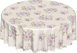 Tischdecke Rund 150cm Rosa Blumen Gartentischdecke 