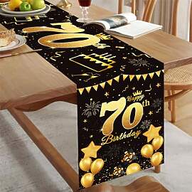 Tischläufer 70. Geburtstag Schwarz Gold Happy