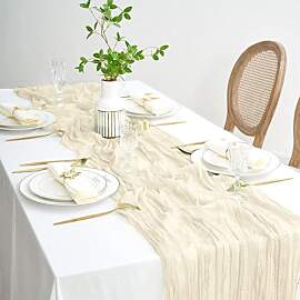 Tischläufer Beige, 90 x 400 cm Gaze-Tischläufer, 