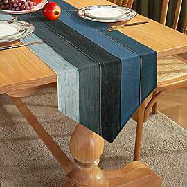 Tischläufer Blau Leinen Modern Tischläufer