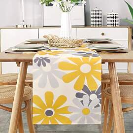 Tischläufer Blumen Modern Gelb Grau Tischläufer