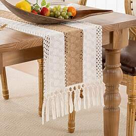 Tischläufer Braun Boho Beige Winter Deko