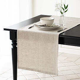 Tischläufer Leinen Beige Lesna