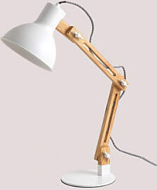 Tischlampe Aus Holz Und Eisen Deyan Weiss - Sklum