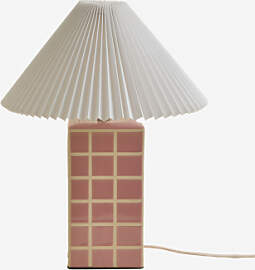 Tischlampe Aus Steinzeug Und Leinen Troms Rosa -