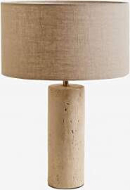 Tischlampe Aus Travertin Bolgar Beige Leinen -
