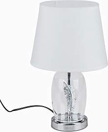 Tischlampe Feder mit rundem Fuß H.  33cm weiß