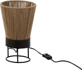 Tischlampe Nina, Jute, Schwarz/Beige E27