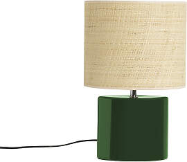 Tischleuchte aus Keramik in dunklem Grün mit