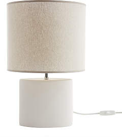 Tischleuchte Keramik weiß mit naturfarbenem