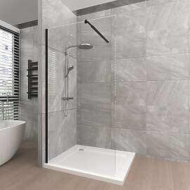 T&K Walk in Duschwand 90x190 cm Schwarz,