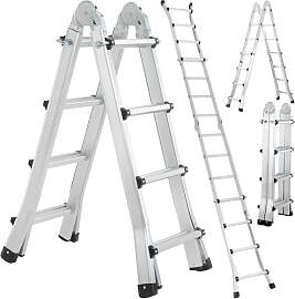 TLGREEN Alu Teleskopleiter 4x3 Stufen, 3.98M