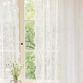 TOATELU Weiße Spitze Vorhang 2er Set, B150 x H200 