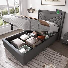 TOBIDOEN Einzelbett 90x200 cm, Polsterbett mit