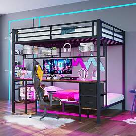 TOBIDOEN Hochbett Etagenbett 90/140x200 cm, Metall 