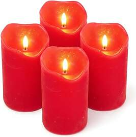 ToCi 4 x LED Kerzen Hellrot Ø 7,5 x 12,5 cm –