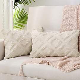 TOCOMOA 2er Set Boho Kissenbezug 40x60 Beige -