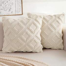 TOCOMOA 2er Set Boho Kissenbezug 50x50 Beige -