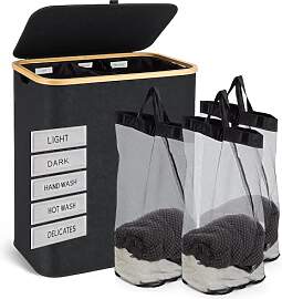 Toemics Extra Große Wäschekorb mit Deckel, 160L, 