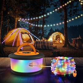 TOHETO 10 m Camping Lichterkette Aufrollbar,