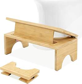 Toilettenhocker aus Bambus, Höhenverstellbarer