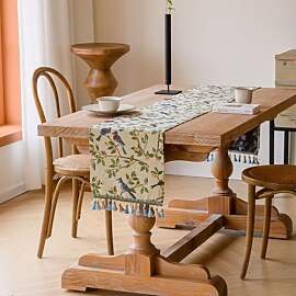 Tokusyou Tischläufer Vintage Landhausstil Leinen