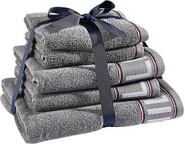 Tommy Hilfiger Frottierset Degree, Grau, 5-teilig, 