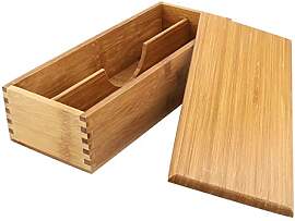 Tomotato Holz Besteckkasten mit Deckel, 2 Fächer