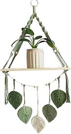 Tonsitian Makrame Wandhängeschelf 39 x 86cm Grün 