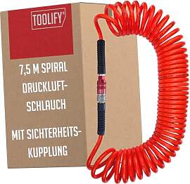 TOOLIFY® leichter Druckluft Spiralschlauch 7,5 m