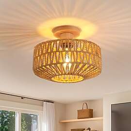Toolight Rattan Deckenlampe Hängend Holz, Boho