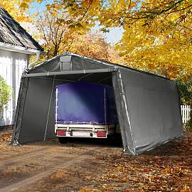 TOOLPORT 3,3x6,2m Zeltgarage, PE-Plane, grau -