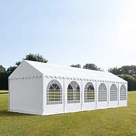 TOOLPORT 3x12m Partyzelt, PVC-Plane, weiß, mit
