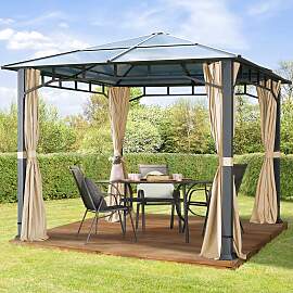 TOOLPORT 3x3 m Hardtop Gartenpavillon, inkl. 4