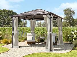 TOOLPORT 3x3 m Hardtop-Gartenpavillon, inkl. 4