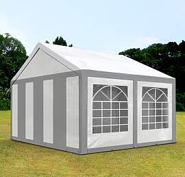 TOOLPORT 3x4m Partyzelt, PE-Plane, grau-weiß -