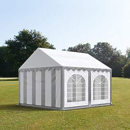 TOOLPORT 3x4m Partyzelt, PVC-Plane, grau-weiß,