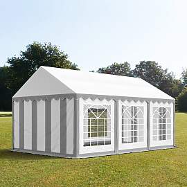 TOOLPORT 3x6m Partyzelt, PVC-Plane, grau-weiß -