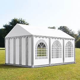 TOOLPORT 3x6m Partyzelt, PVC-Plane, grau-weiß,