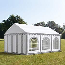 TOOLPORT 3x6m Partyzelt, PVC-Plane, grau-weiß,