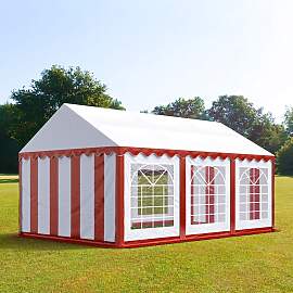 TOOLPORT 3x6m Partyzelt, PVC-Plane, rot-weiß -