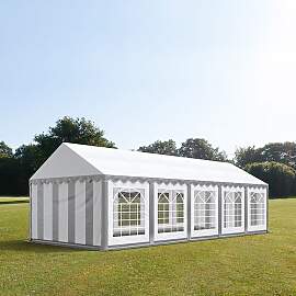 TOOLPORT 4x10m Partyzelt, PVC-Plane, grau-weiß -