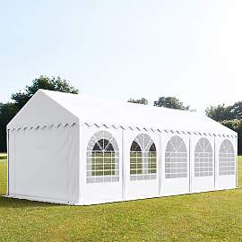 TOOLPORT 4x10m Partyzelt, PVC-Plane, weiß, mit