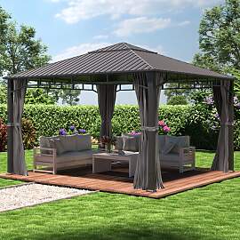 TOOLPORT 4x4 m Hardtop Gartenpavillon, inkl. 4