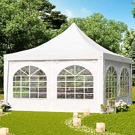 TOOLPORT 4x4m Pagodenzelt, PVC-Plane, weiß -