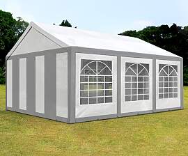 TOOLPORT 4x6m Partyzelt, PE-Plane, grau-weiß -