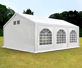 TOOLPORT 4x6m Partyzelt, PE-Plane, weiß, mit