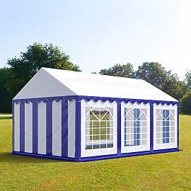 TOOLPORT 4x6m Partyzelt, PVC-Plane, blau-weiß -